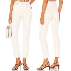 Agolde Remy High Rise Straight Jeans Cream Off White Denim 29” Inseam Size 25